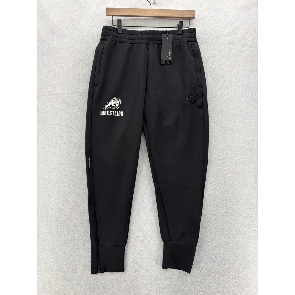 RUDIS COOL-FEEL Joggers Mens Medium Black Wrestling Athletic Zip Hem Workout Gym